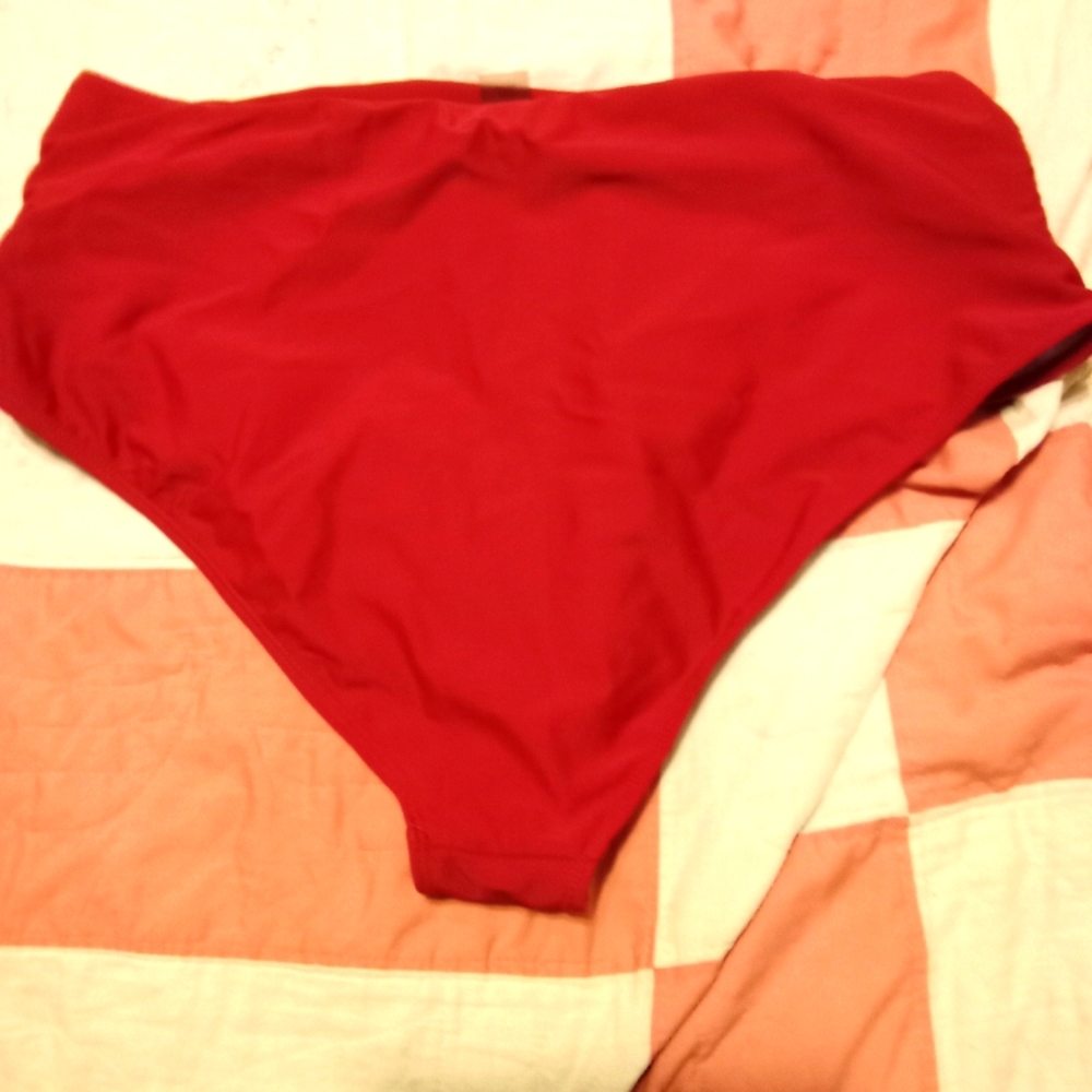 Women red swim bottoms